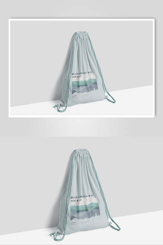 双肩布袋抽绳束口袋样机