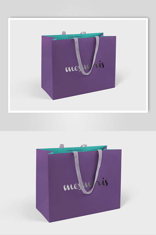 紫色礼品袋手提袋样机效果图