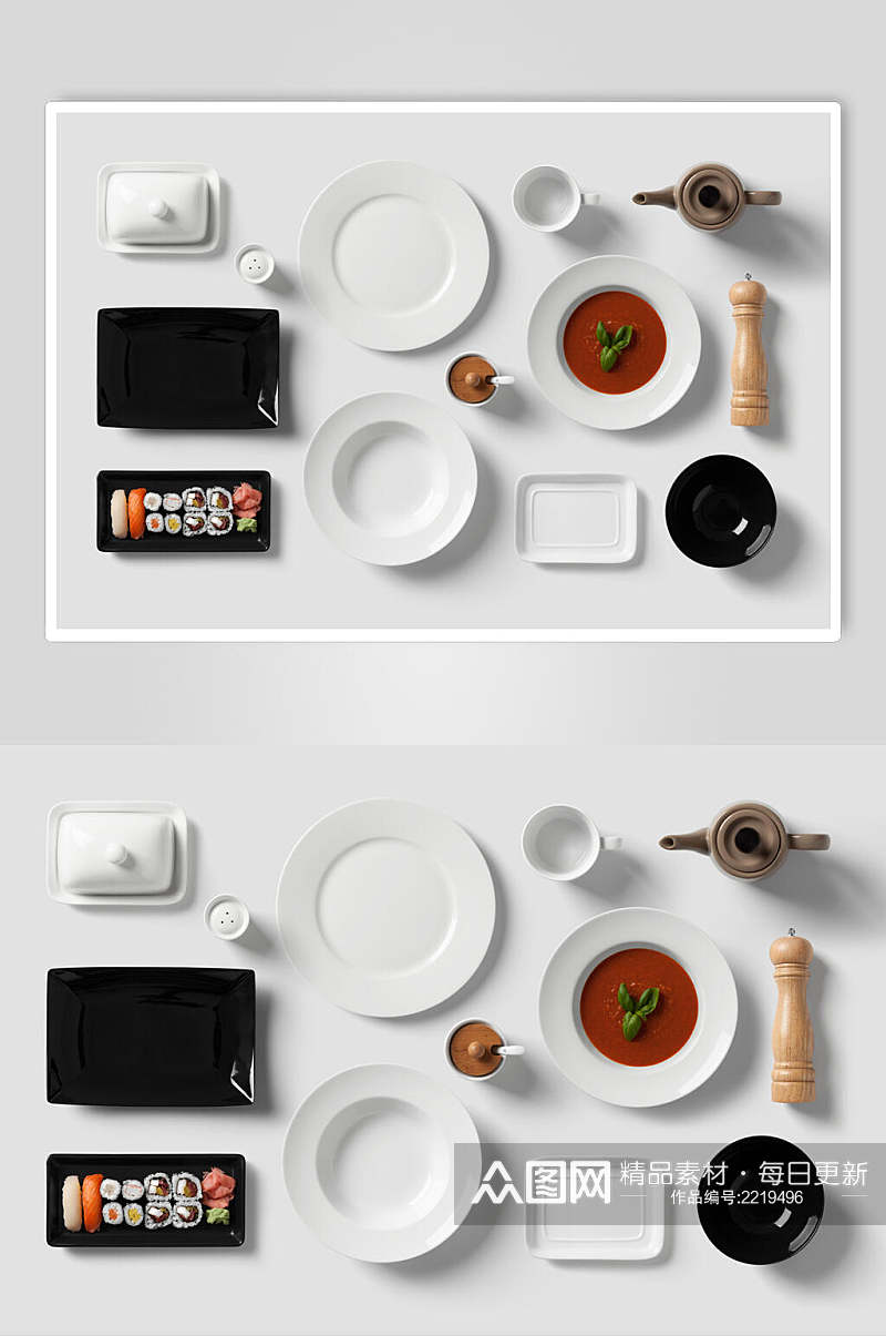 简洁餐饮美食场景整套VI样机效果图素材