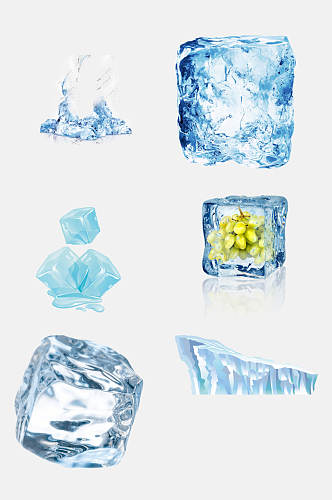 清新蓝色冰块免抠元素