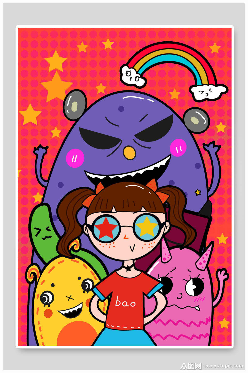 卡通动画唯美创意卡通插画