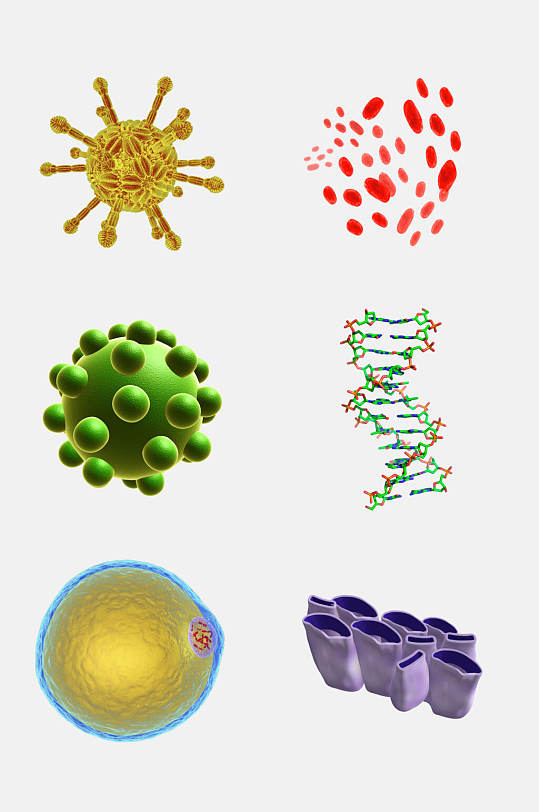 创意医学细菌生物细胞分子免抠素材