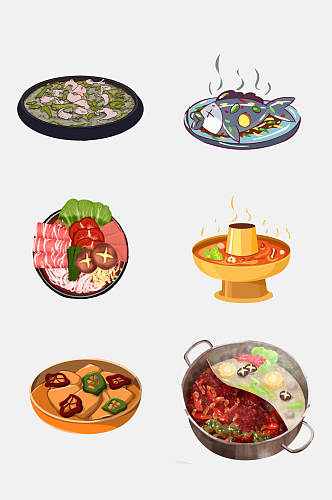 清新水彩中式美食菜品免抠元素