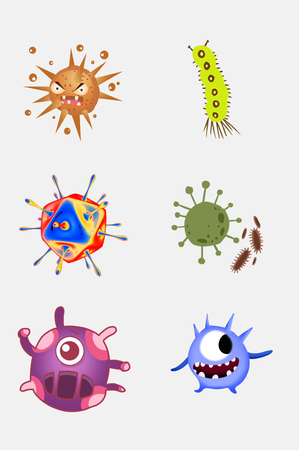 水彩时尚病毒细菌细胞免抠素材