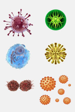 水彩医学细菌生物细胞分子免抠素材
