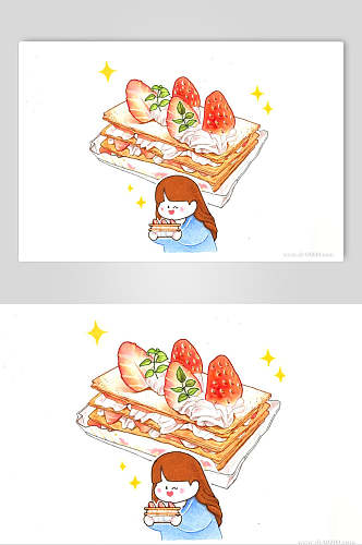 草莓吐司美食图片