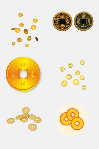 简洁古代钱币铜钱金融货币免抠元素