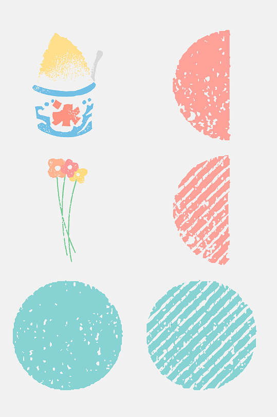 水彩小清新手绘卡通花卉饮品免抠元素
