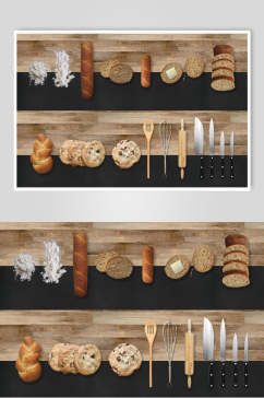 健康美味面包美食场景整套VI样机效果图