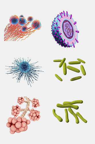 炫彩简约医学细菌生物细胞分子免抠素材