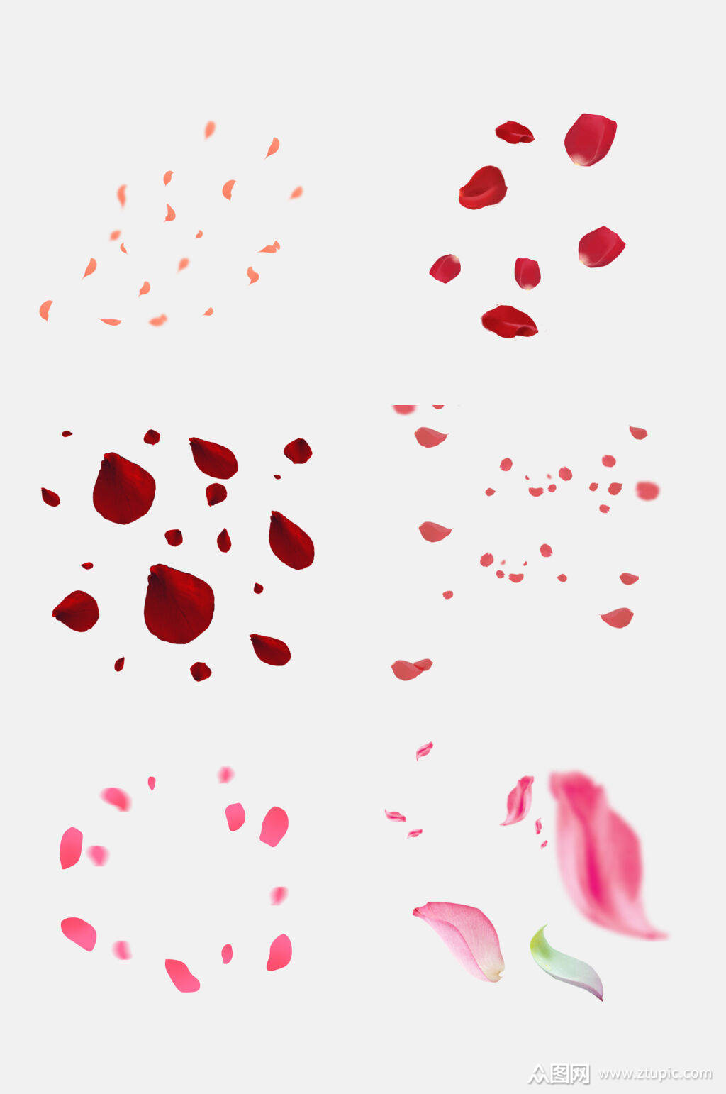 红色花瓣雨飘落免抠元素素材