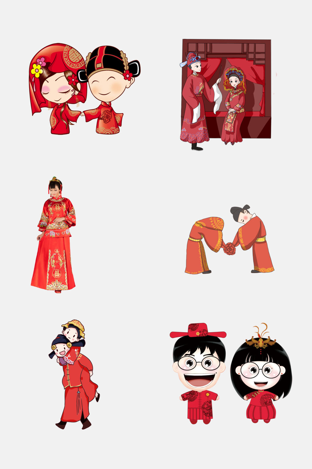 高端中式婚礼新郎新娘婚庆免抠元素