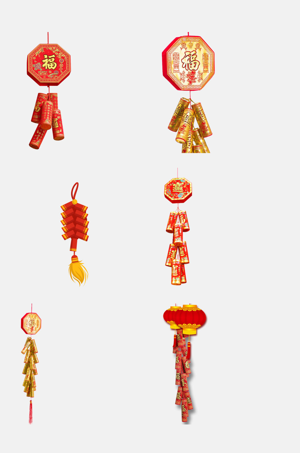中国风新年春节鞭炮免抠元素素材