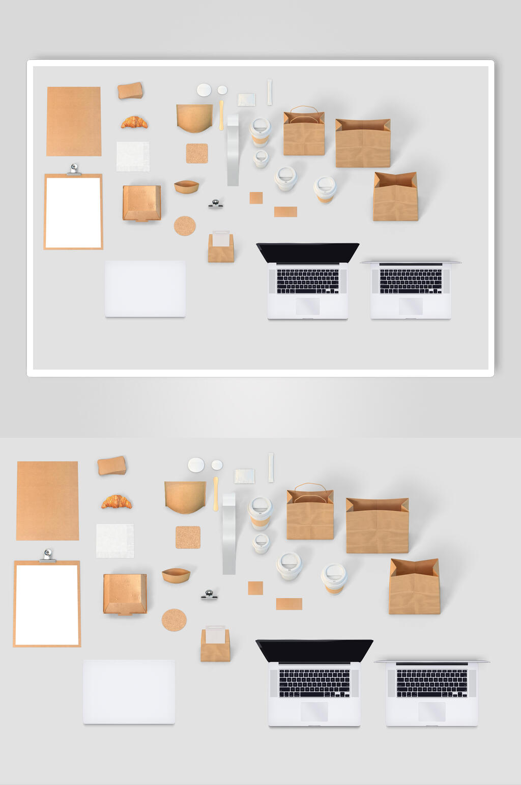 简洁大气美食场景整套VI样机效果图素材