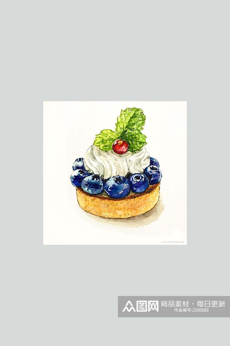 蓝莓奶油蛋糕美食甜品图片素材