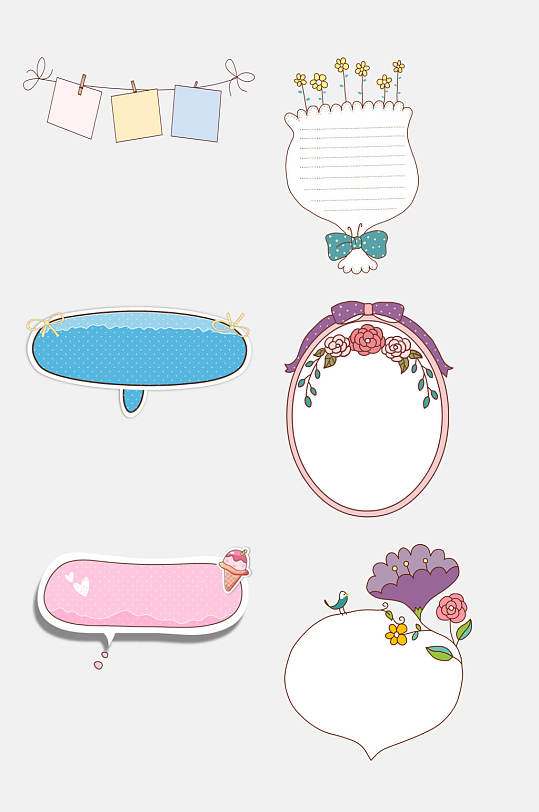 唯美花卉对话框相框免抠元素立即下载创意花卉对话框标签贴纸免抠元素