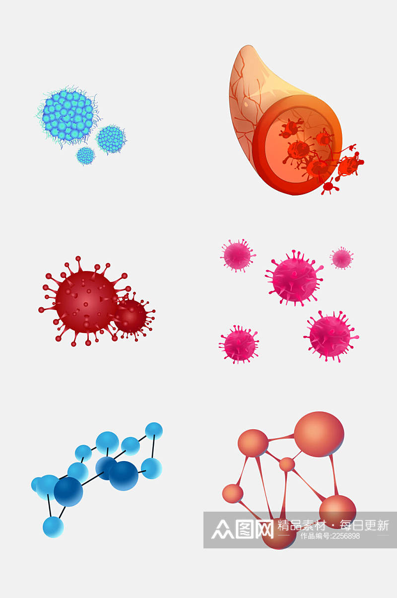 立体医学细菌生物细胞分子免抠素材素材
