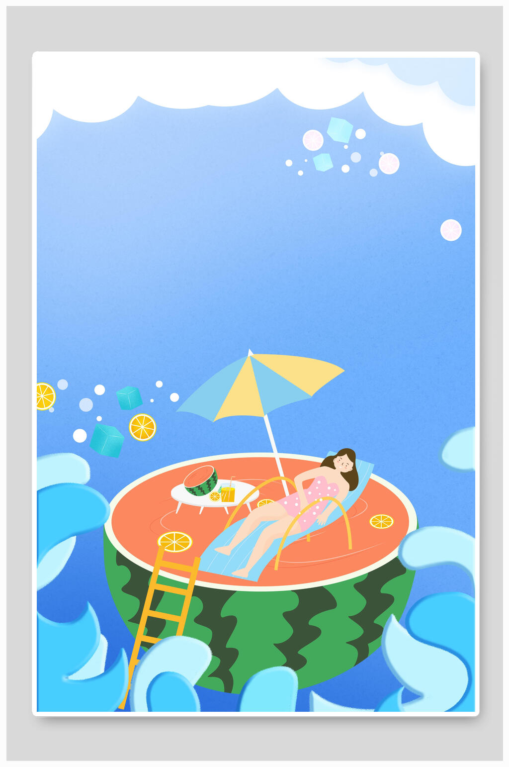 夏日消暑西瓜立夏背景素材