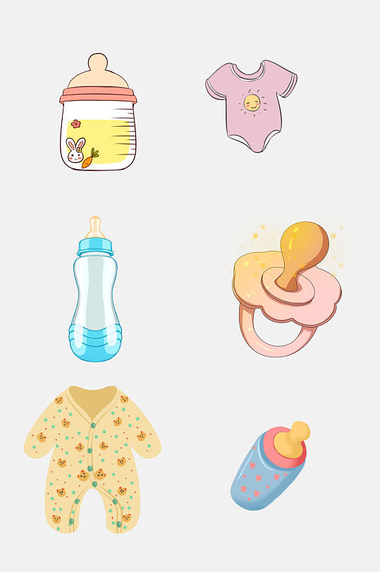 时尚卡通婴儿母婴节用品免抠元素