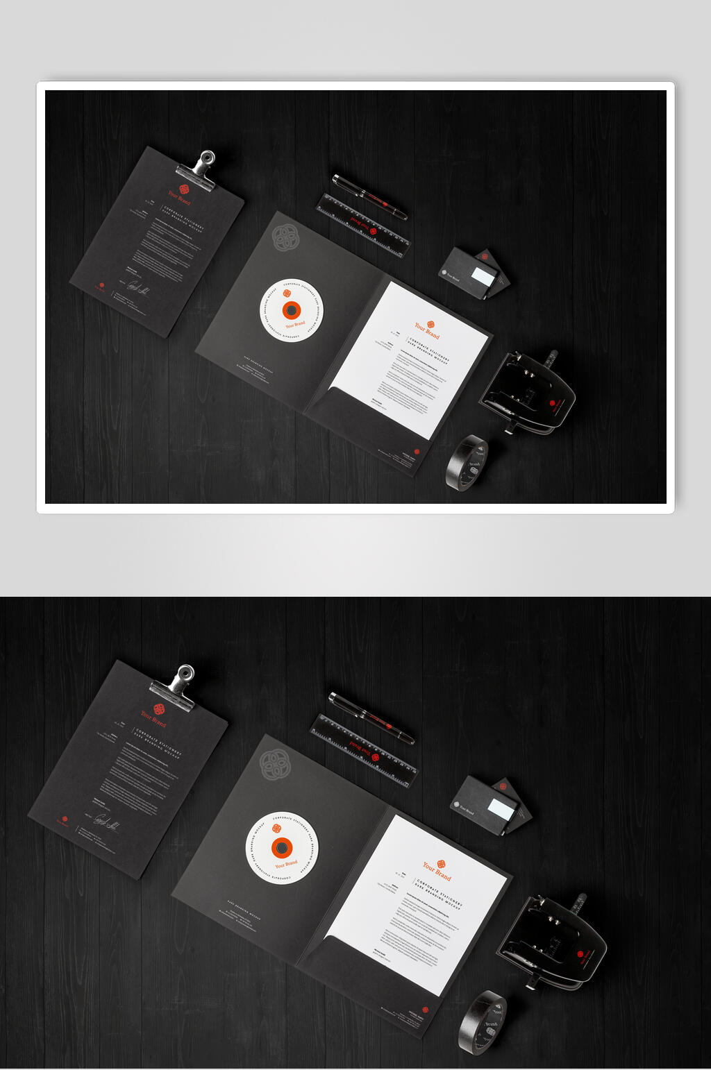 黑色炫酷品牌VI样机素材