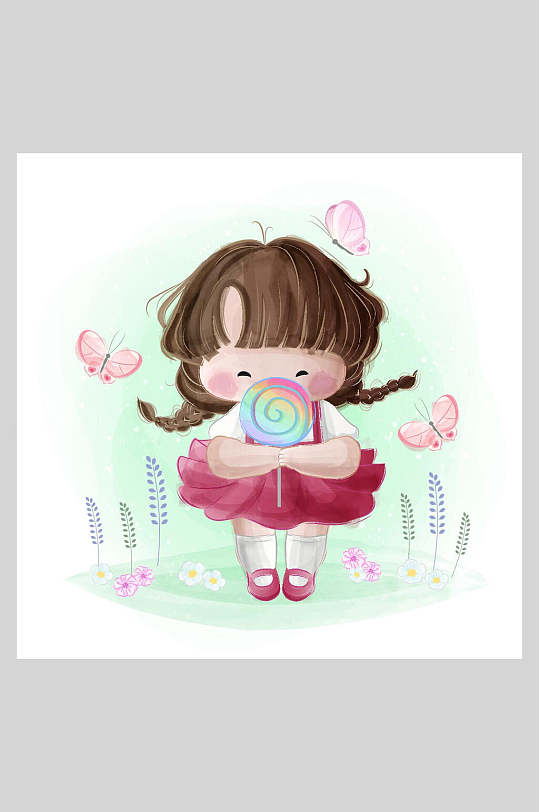 梦幻可爱森林卡通小动物矢量插画