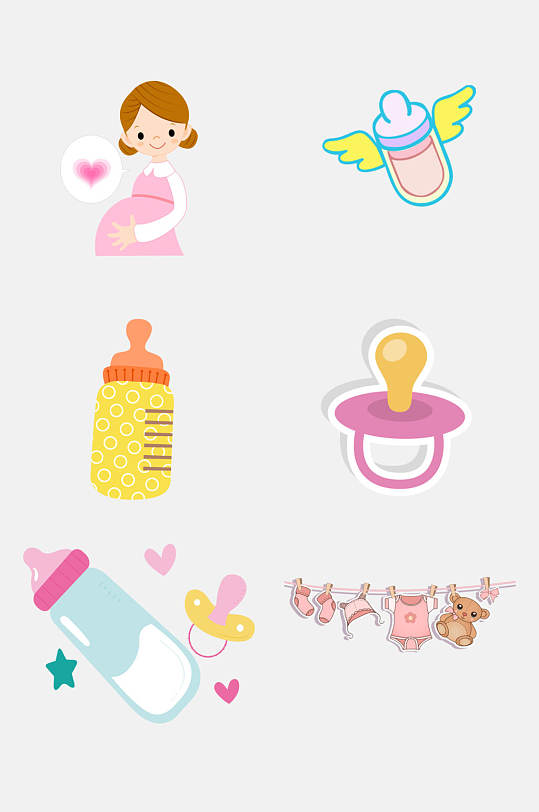 炫彩卡通婴儿母婴节用品免抠元素