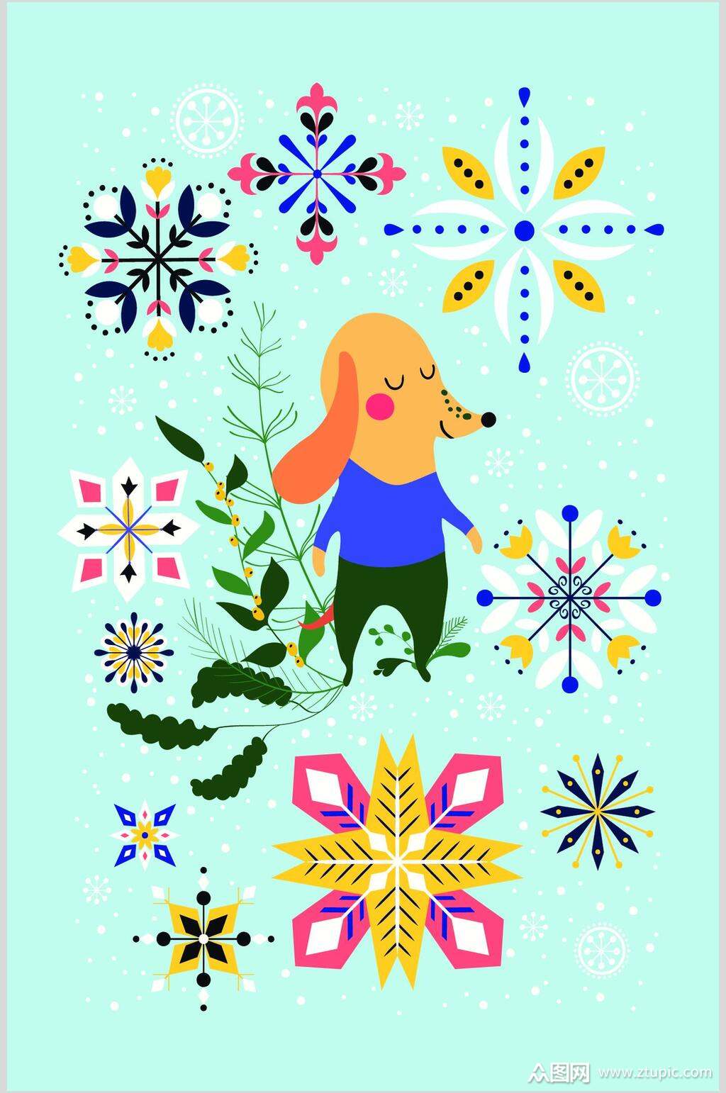 创意卡通动物花纹矢量素材