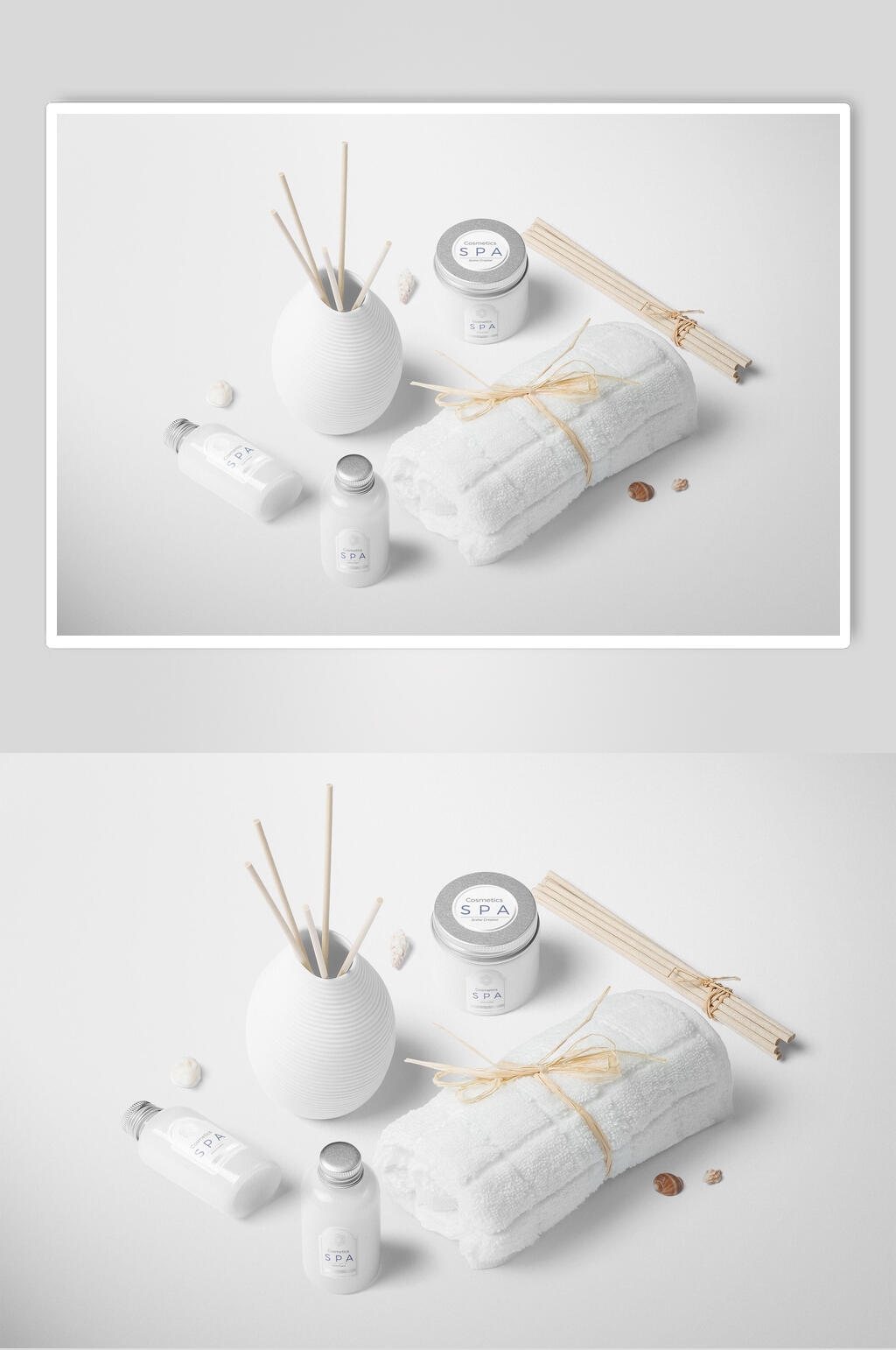 白色简约时尚瓶子场景VI样机素材
