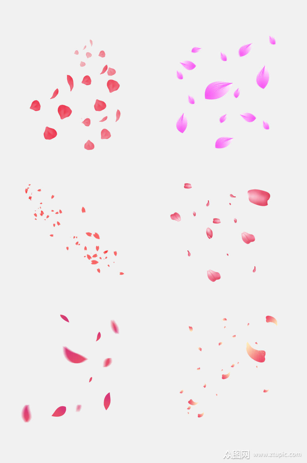 唯美水彩花瓣雨飘落免抠元素素材