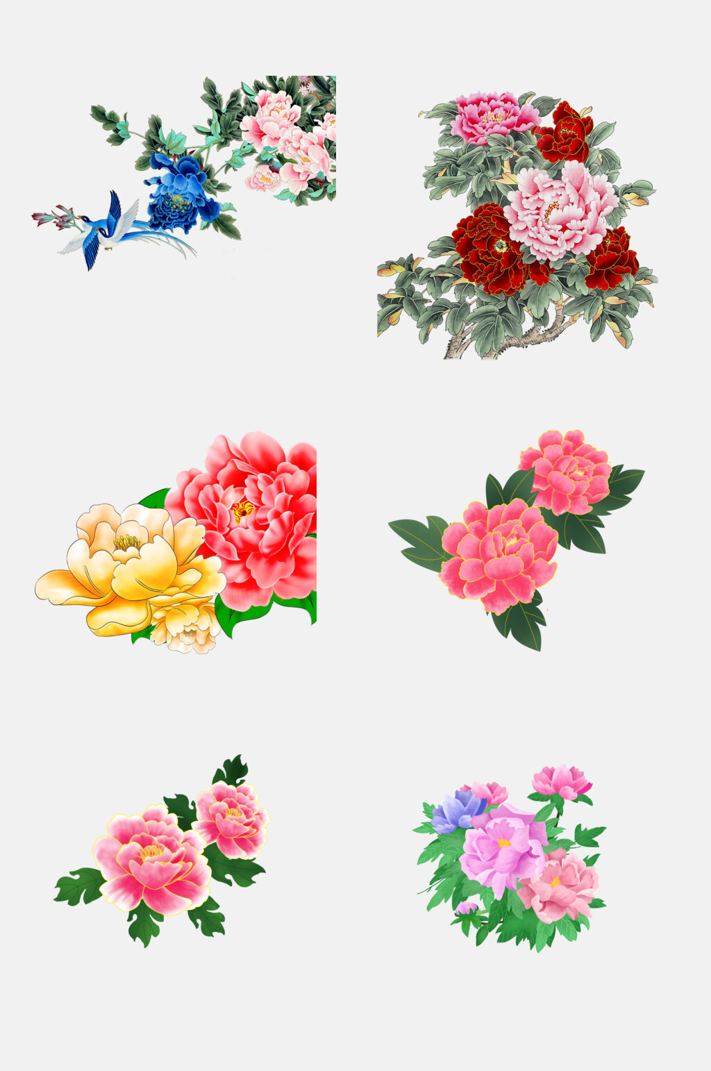 清新唯美中国风工笔花鸟免抠元素素材