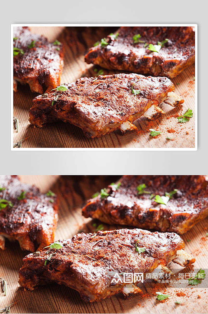 羊排烤肉牛排食物摄影图片素材