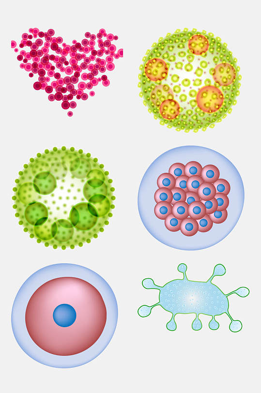 清新创意医学细菌生物细胞分子免抠素材