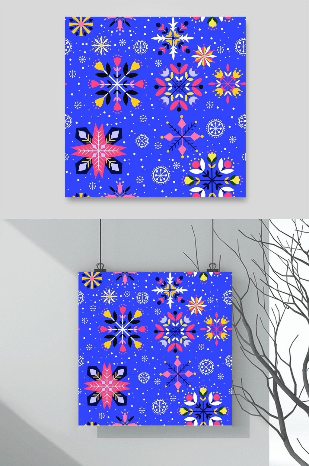 蓝色花纹矢量背景设计素材素材
