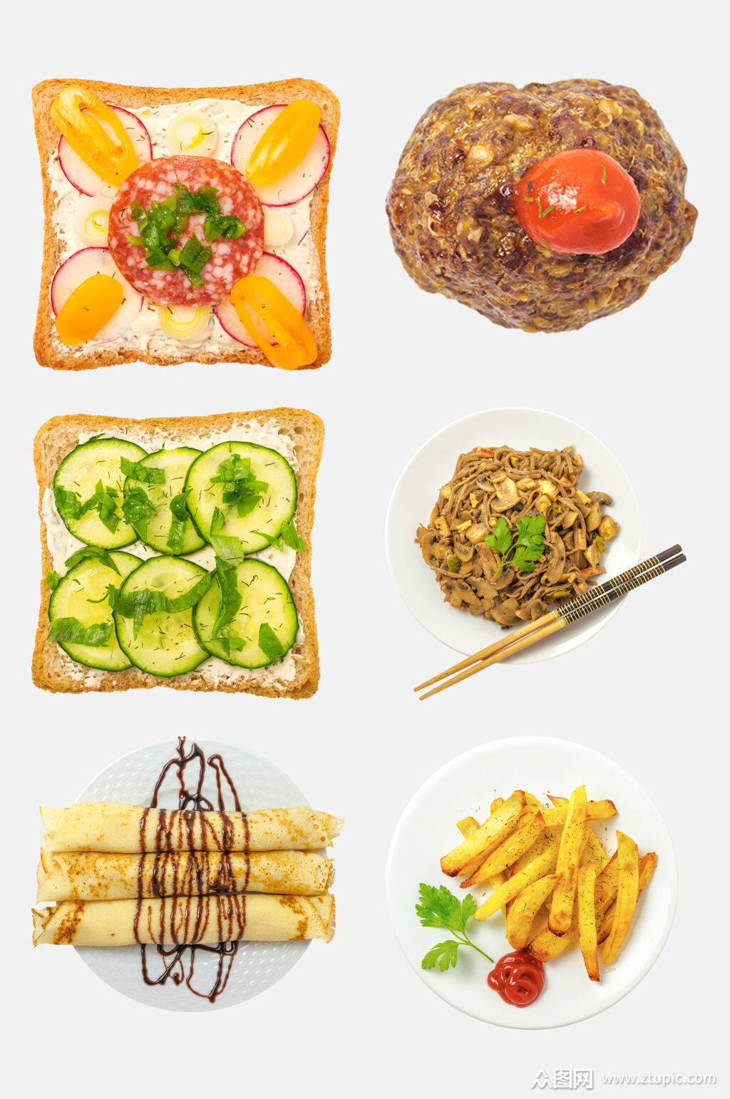 清新美味早餐面包美食免抠元素素材