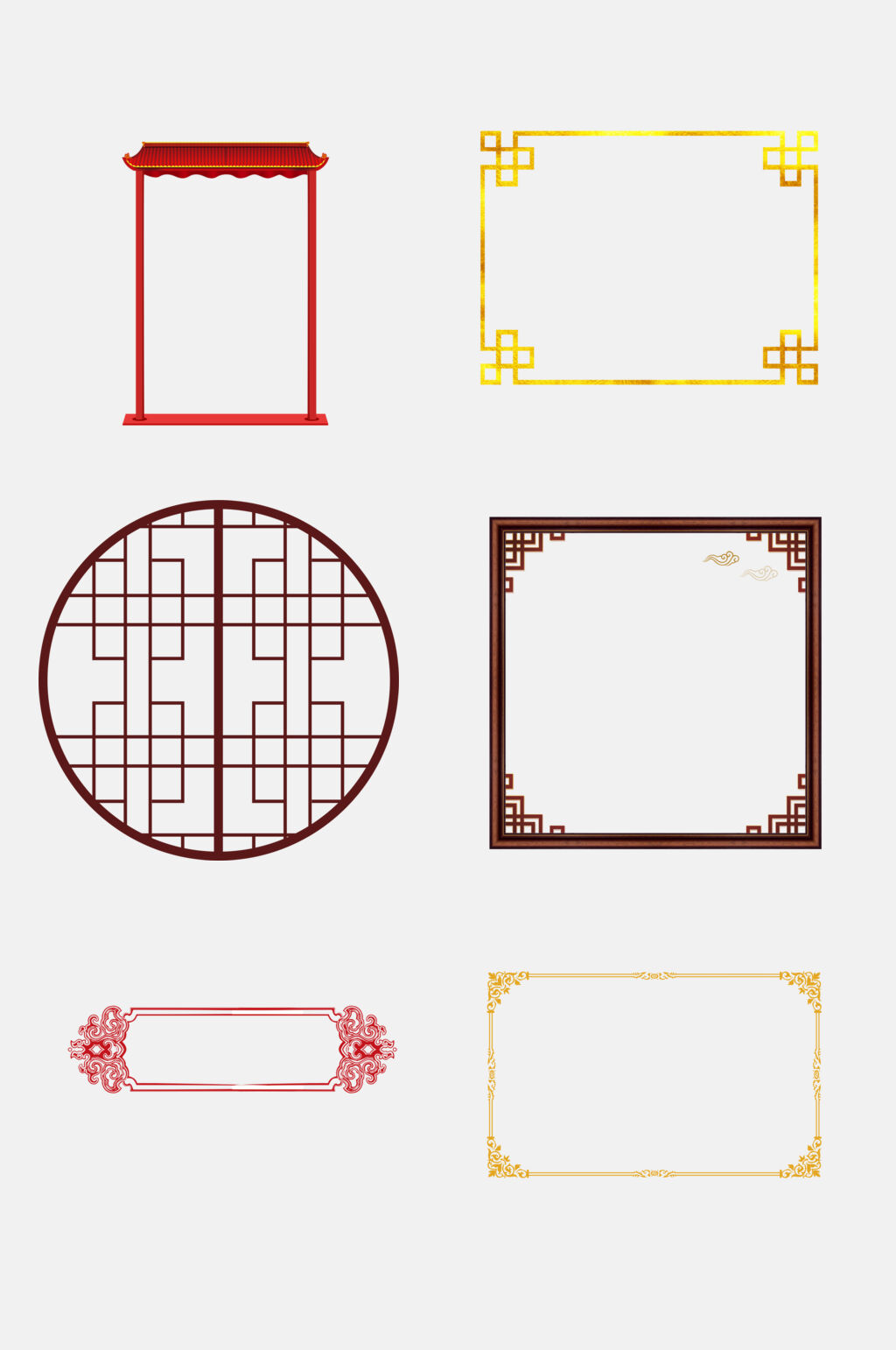 高端剪纸风中式边框免抠元素