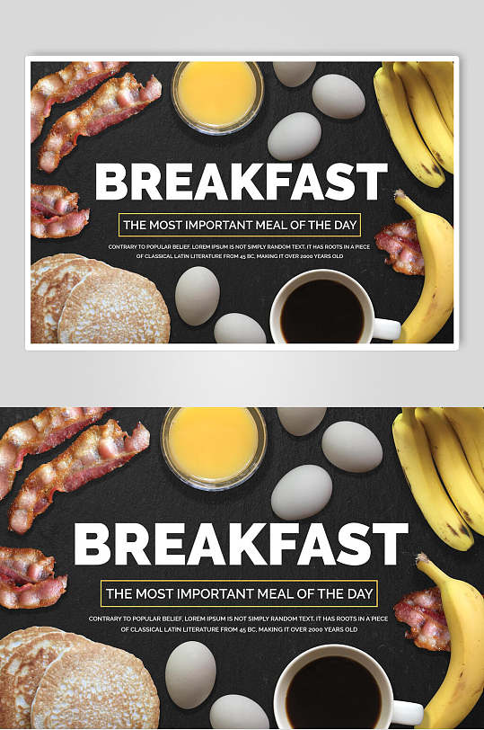 健康美味早餐食材美食场景整套VI样机效果图