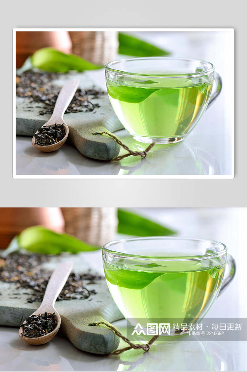 清新简洁绿茶茶饮饮品实拍图片素材