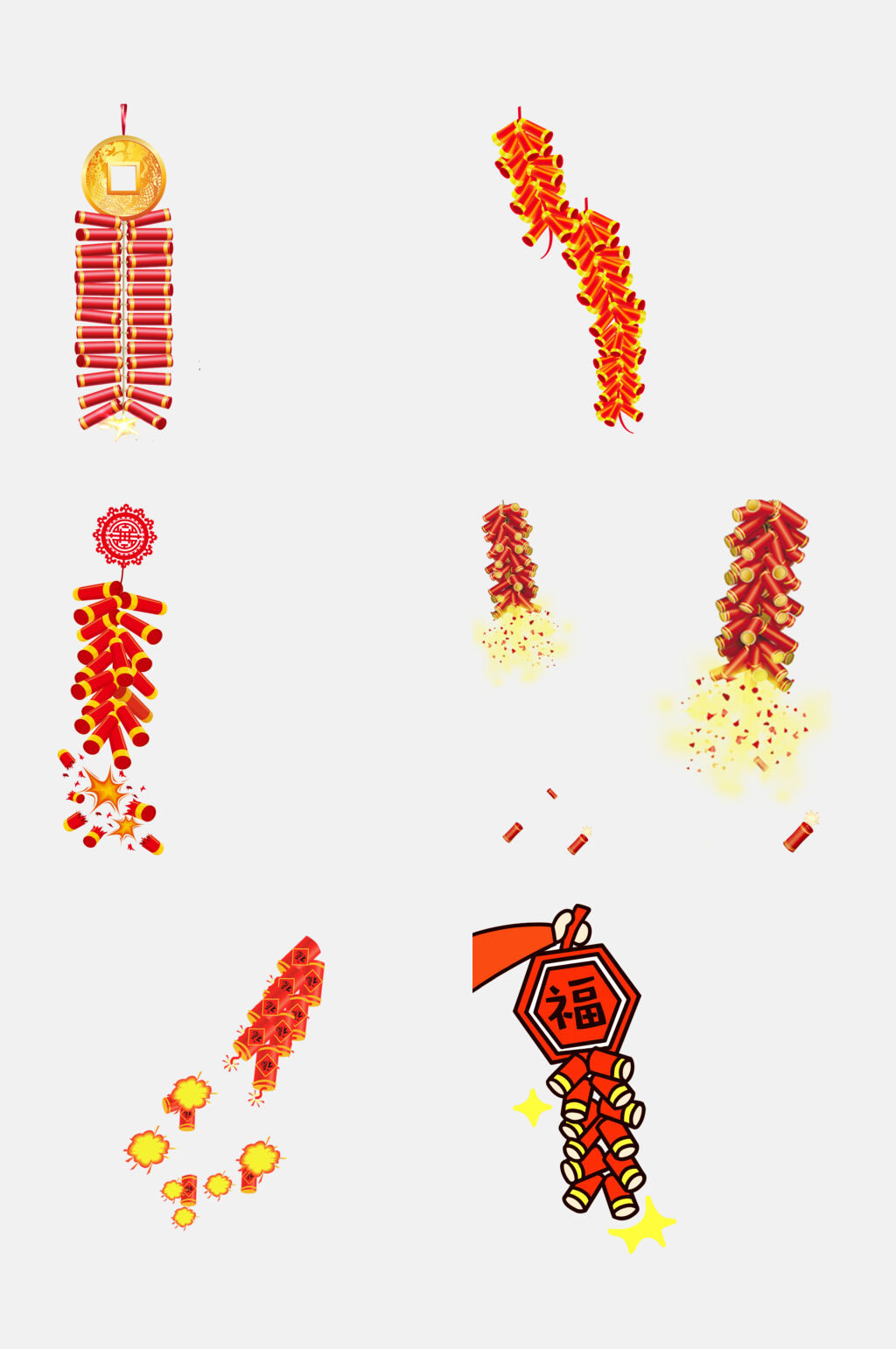 高端红色新年春节鞭炮免抠元素素材