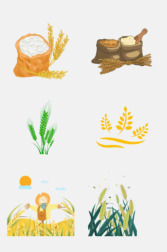 小麦植物小麦粉稻谷水稻免抠元素