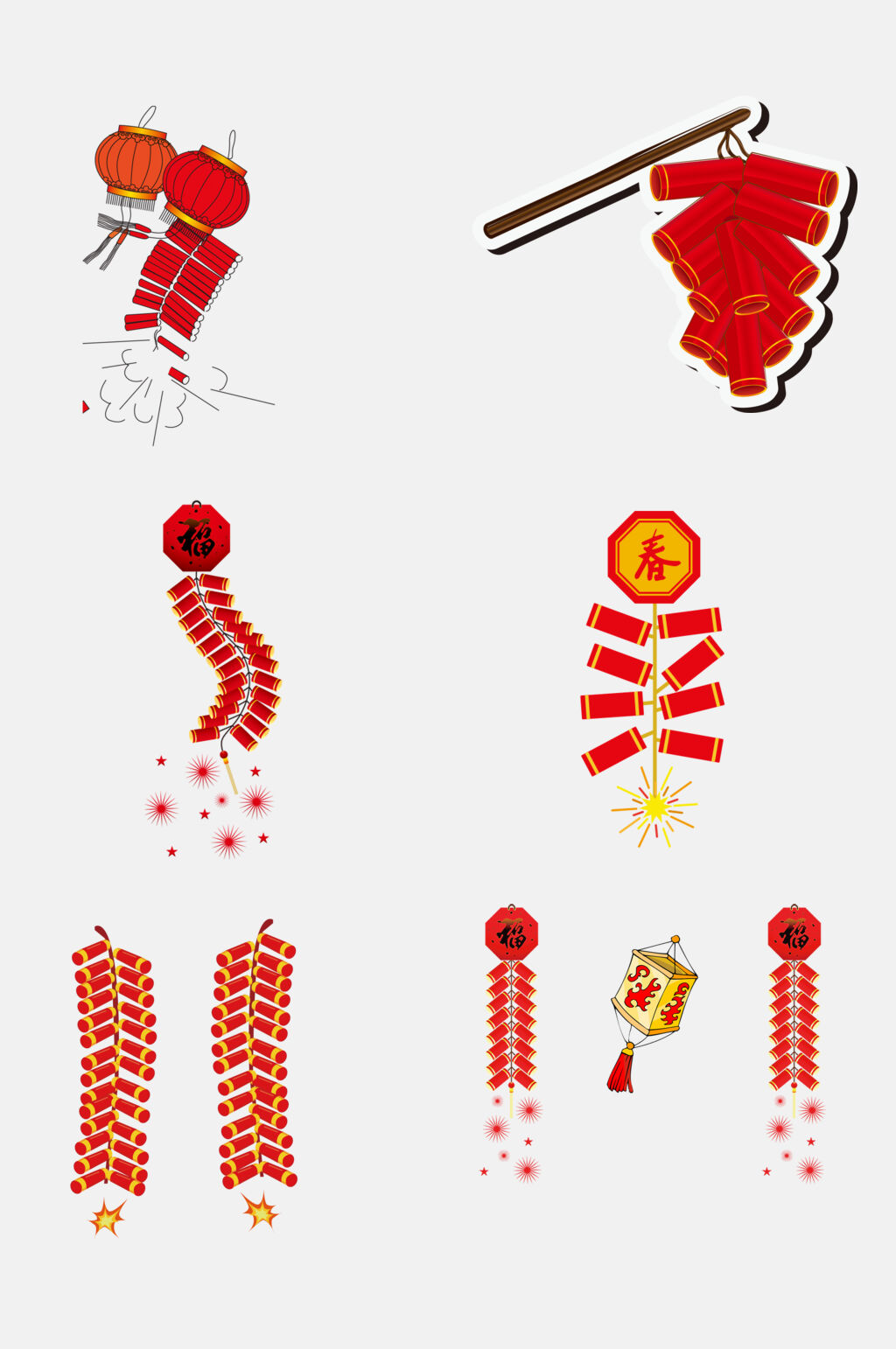 红色大气新年春节鞭炮免抠元素素材