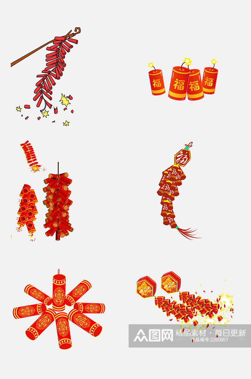 中国风传统新年春节鞭炮免抠元素素材