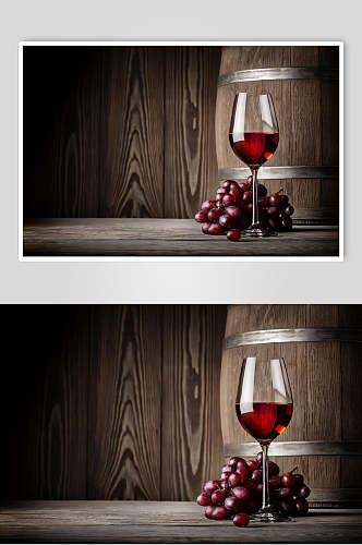 木纹底美酒葡萄酒餐饮高清图片