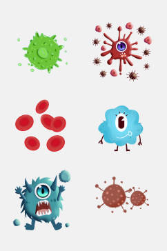 卡通创意医学病毒细菌细胞免抠素材