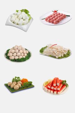 清新新鲜火锅食材鲜肉蔬菜免抠元素