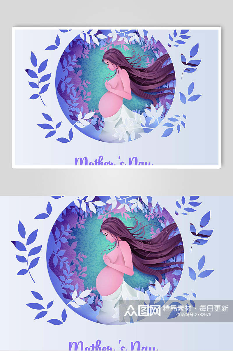 创意紫色母亲节矢量插画素材素材