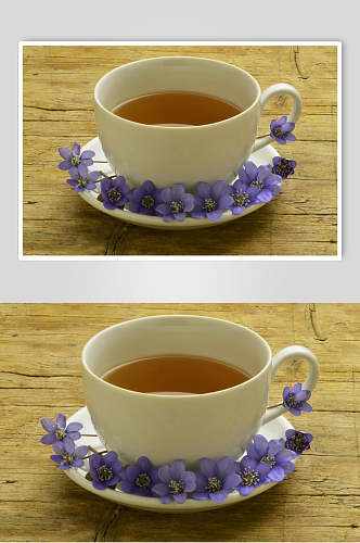 清新紫色花茶茶饮饮品摄影图片