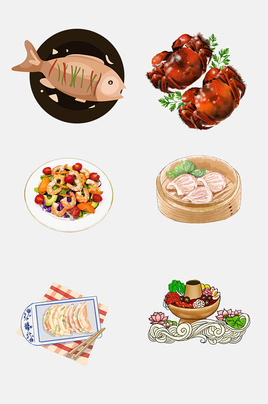 国潮中式食品美食菜品免抠元素