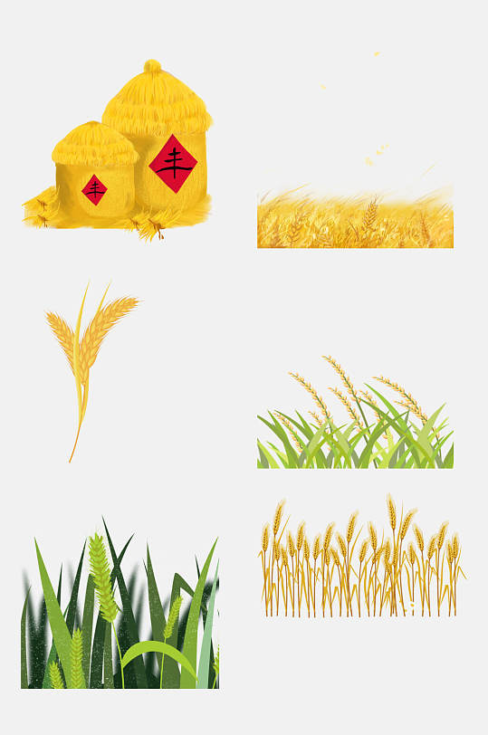 丰收粮食稻谷水稻免抠元素