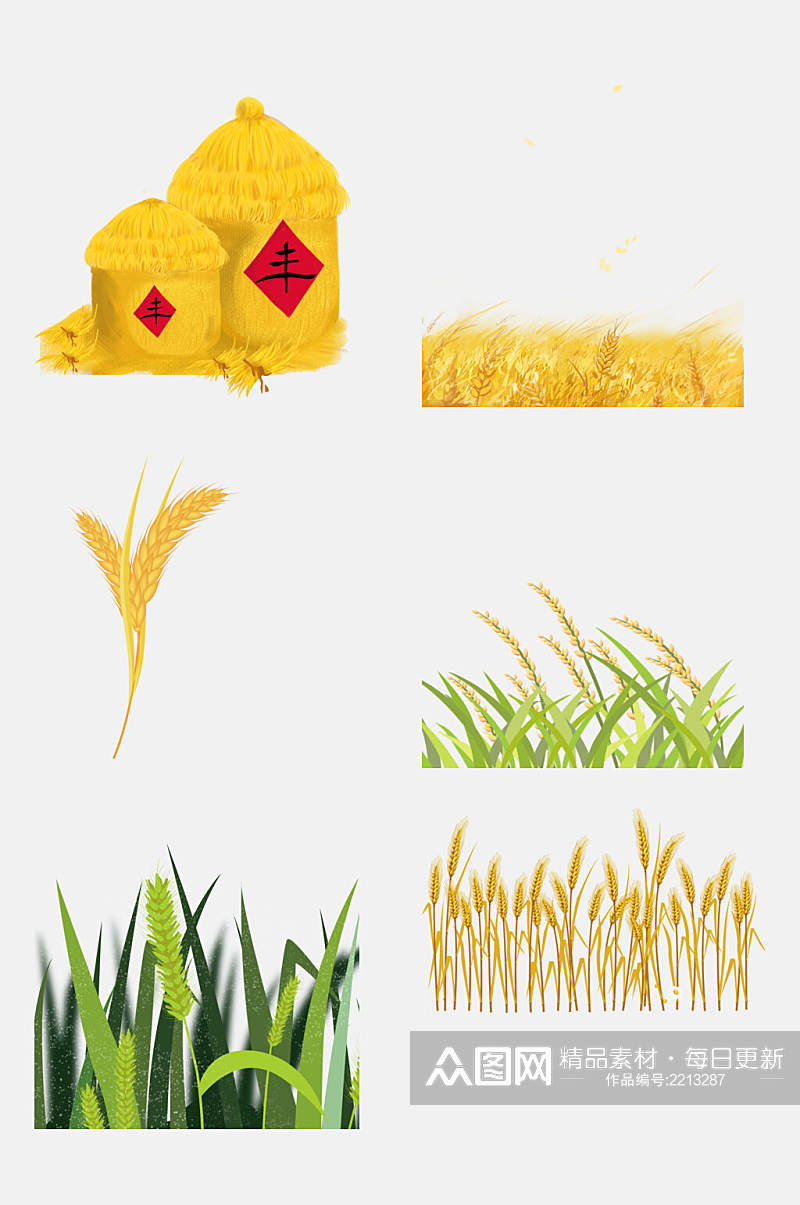 丰收粮食稻谷水稻免抠元素素材