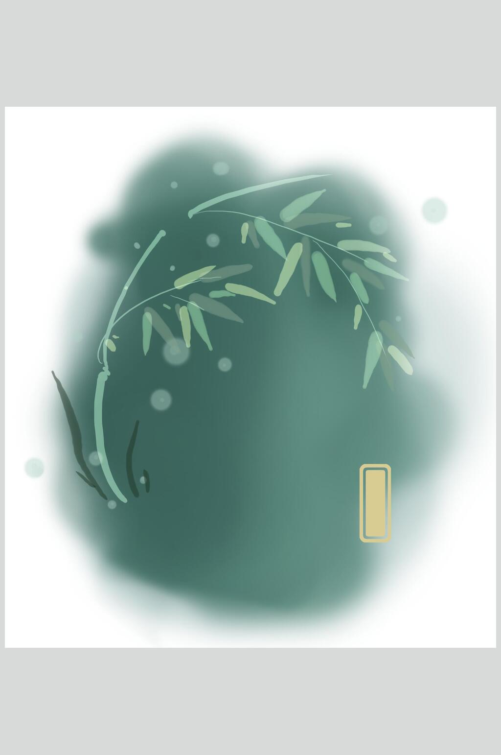 水彩中国风水墨荷花竹子素材素材